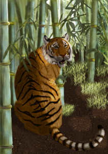 tiger amid the bamboos
